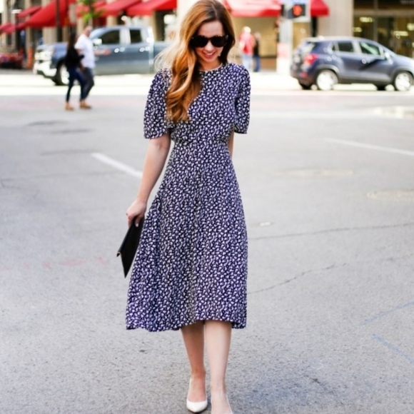 Something Navy Dresses & Skirts - Something Navy Floral short sleeve Midi Dress Size I
